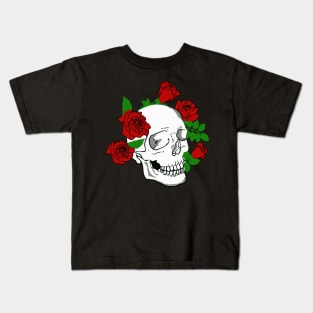 SKULL HEAD ROSES UNISEX Kids T-Shirt